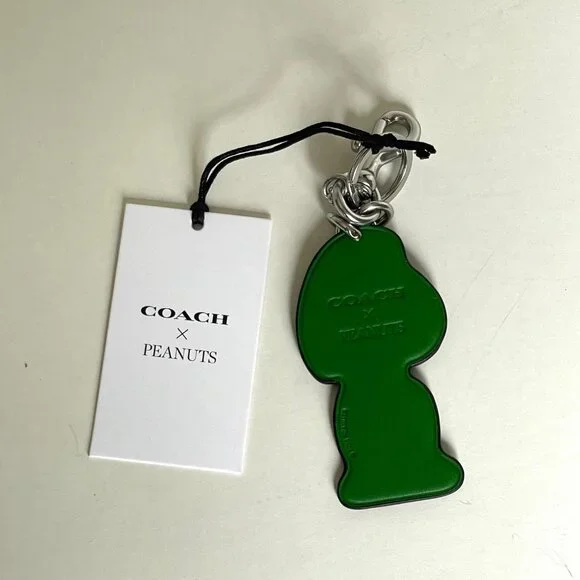 Coach x Peanuts Peppermint Patty Leather Bag Charm Keychain CBG57 Green 2025 - Picture 6 of 9